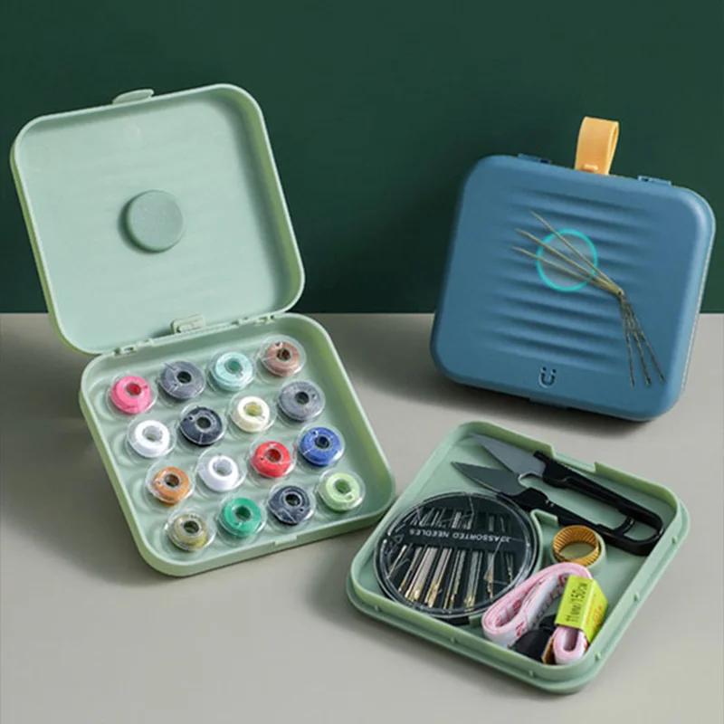 

Портативный дорожный набор для шитья, коробка для хранения, Маленький Многофункциональный магнитный Набор для шитья, бытовая компактная