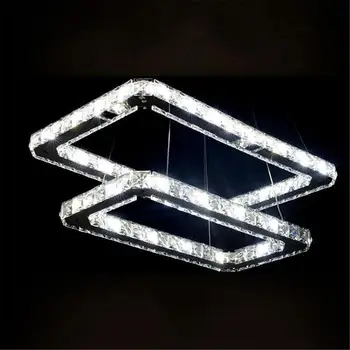 

AC100-240V Rectangle LED Crystal Hanging lights Modern stainless steel Penant lamps LED Lustre suspension luminaire fixture