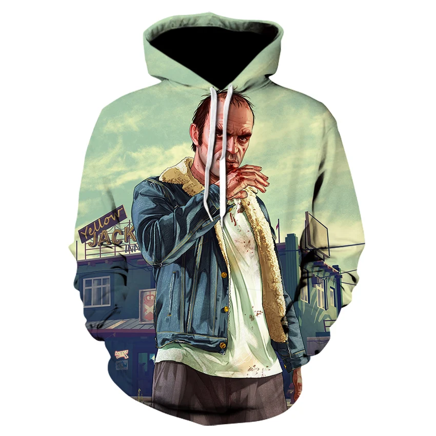 Толстовка мужская Grand Theft Auto 3D Принт толстовки с длинным рукавом GTA 5 уличный стиль