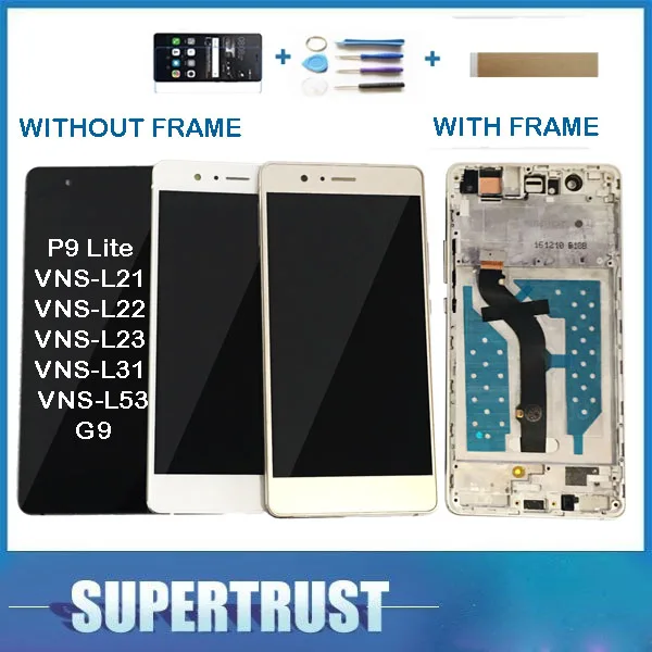 Дешево С рамкой ЖК дисплей оригинальный для huawei G9 P9 Lite VNS L21 VNS L22 VNS L23 VNS L31 ЖК дисплей Дисплей + Сенсорный экран Сенсор Стекло + комплект