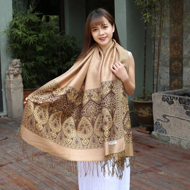 Retro elegant scarf wild double-sided paisley woman silk cashmere long shawl multi-function bufandas invierno mujer |