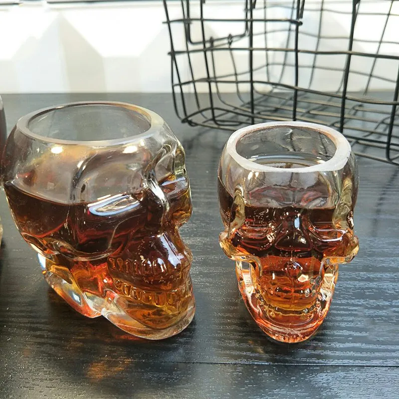 

RUIDA Whiskey Glass Skull Head Wine Glass Fun Thicken Transparent Beer Glass Vaso My Bootle Copo Party Shot Glasses