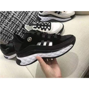 

chare two color French stitching beautiful running shoes avant-garde women's shoes latest CC letter hardware cowhide canvas
