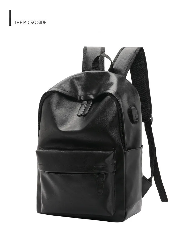 Деловой Повседневный дорожный рюкзак из черной искусственной кожи, мужские сумки на плечо, Подростковый рюкзак, мужской рюкзак с usb-зарядкой, Противоугонный рюкзак