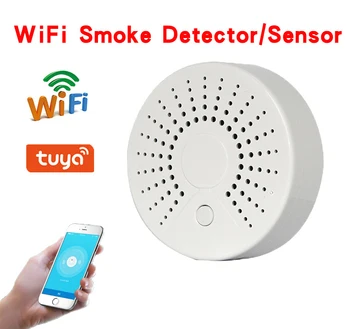 

WiFi Smoke Temperature Detector Sensor, Tuya Wireless Smart Home Siren Alarm System Smartphone