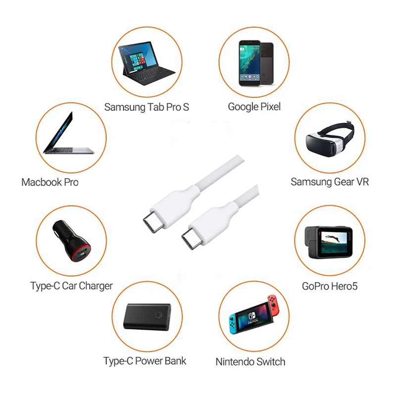 Type-C USB-C Кабель зарядного устройства 2 м 5A Быстрая зарядка для MacBook и применимый PD 29 Вт 30 Вт 45 Вт 60 Вт 61 Вт 65 Вт 87 Вт type-C адаптер питания