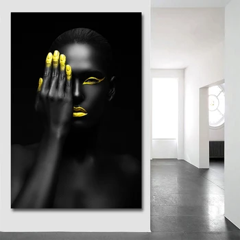 

1 Piece Canvas Prints Painting Modern Black Woman Model Wall Art Poster And Prints Pictures Home Decoration For Living Room