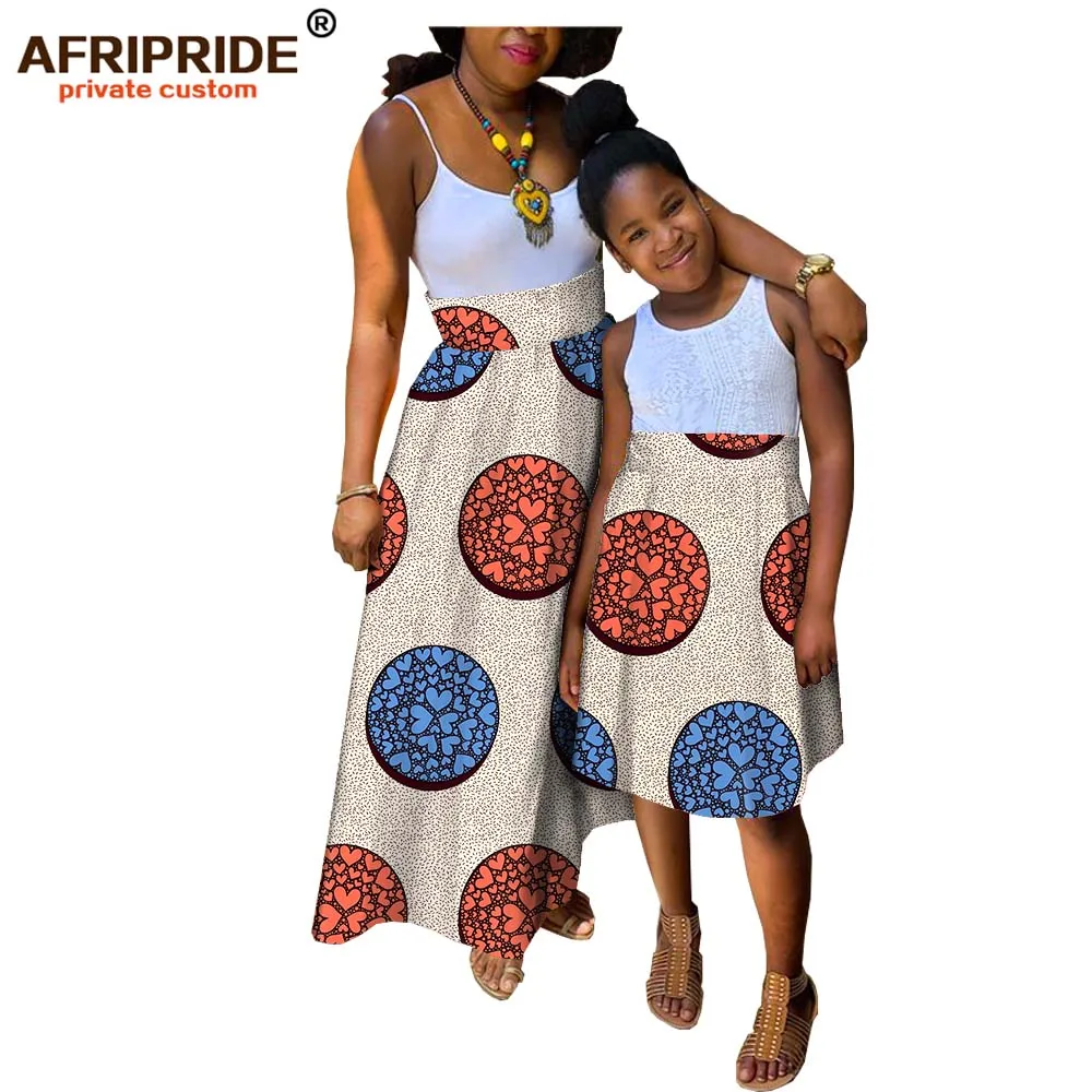 Afripride/семейное Платье с принтом в Анкаре длинное бальное платье из хлопка для девочек, сделанное на заказ+ женское платье в пол, платье-труба, A19F006