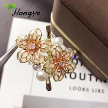 Hongye Золотой Букет пресноводные жемчужные броши AAA циркон цветы Свадьба Банкет брошь булавки для женщин Милое Платье булавка ювелирные изделия