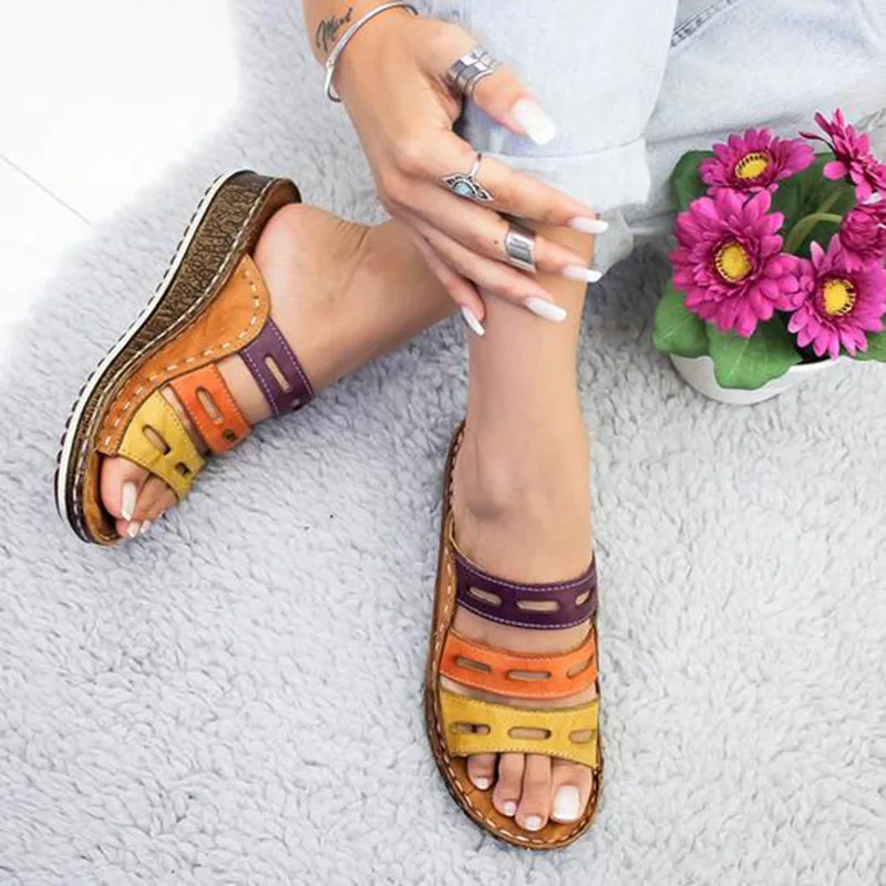NAUSK летние новые Летние женские сандалии шить сандалии женская повседневная обувь с открытым носком Модная обувь на платформе туфли на танкетке шлепанцы пляжная обувь
