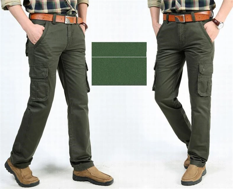 Повседневные брюки карго мужские комбинезоны хлопок военный мульти-с карманами мешковатый длинные брюки плюс размер 44 армейские прямые тактические брюки
