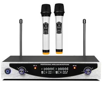 

UHF Profeesional dual Wireless Microphone System 2 Handheld MIC stage performances wireless microphone 500-599MHz