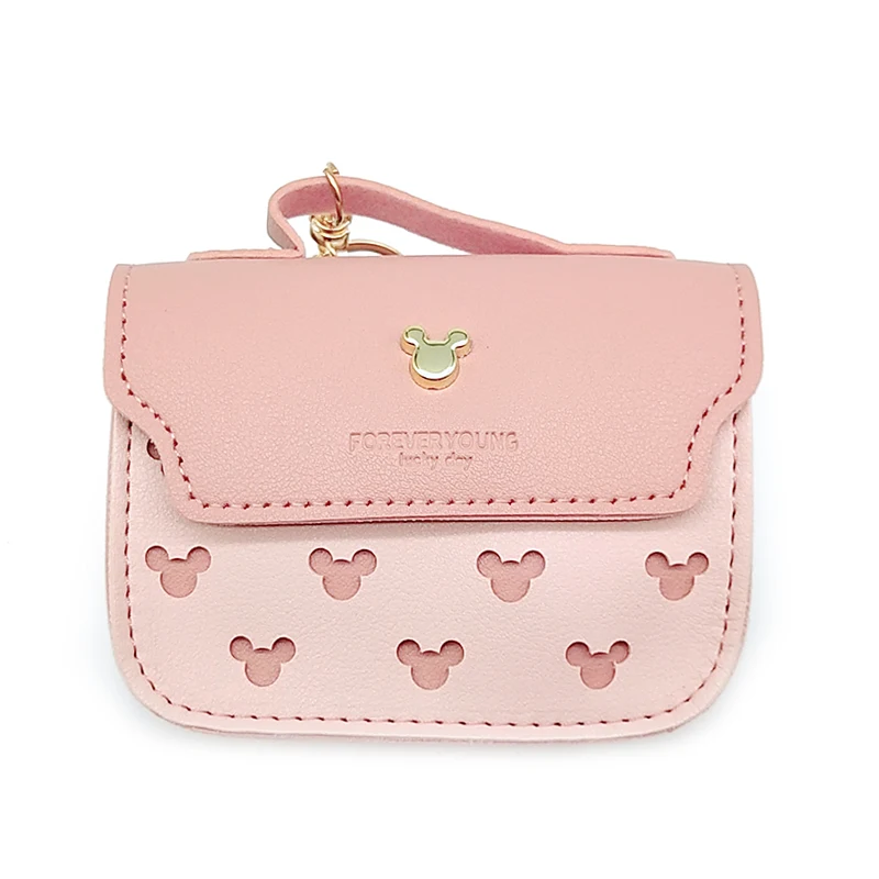 Disney-Bolso de mano de pu con dibujos animados de mickey mouse para niña y niño, monedero, tarjetero de Minnie