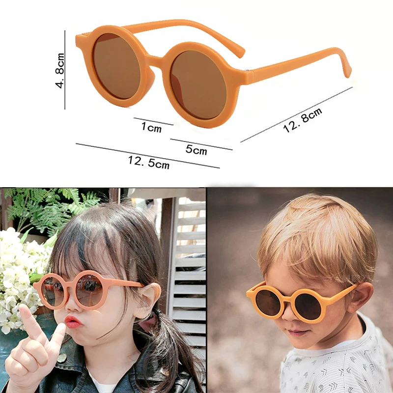 New Children Kids Colors Round Polarized UV Sunglasses Leopard Solid Boy Girls Lovely Eyeglasses Cute Baby Shades Eyewear