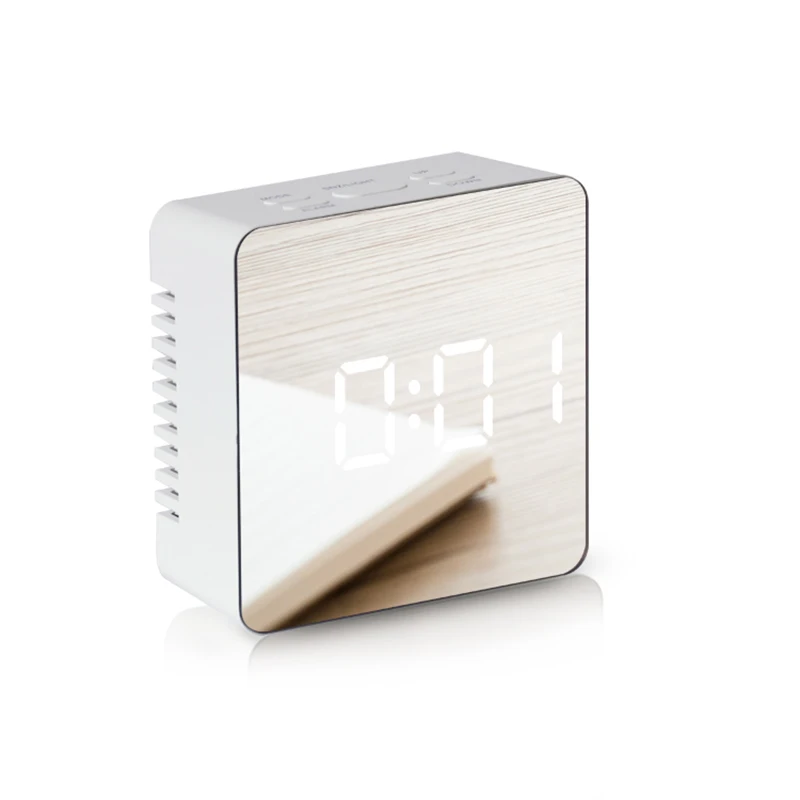 

Electronic Alarm Clock USB Cable Makeup Mirror Temperature Multi Function Buttons Display Home Bedroom Alarm Clocks