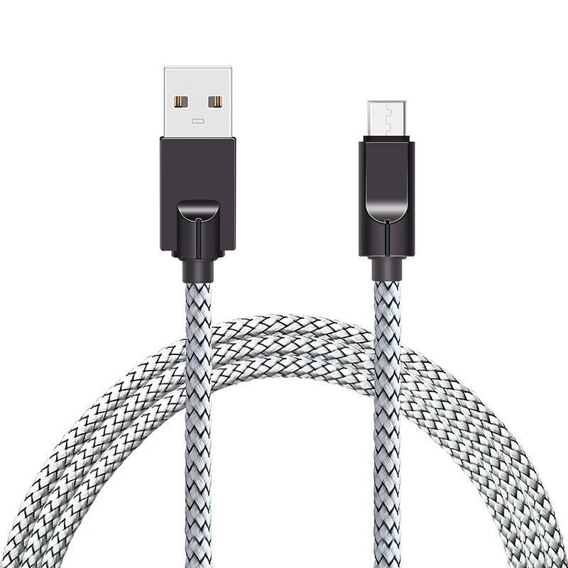 2.5A Быстрая зарядка Micro USB кабель для передачи данных для samsung из цинкового сплава армированный тканый кабель для быстрой зарядки передачи данных мобильный телефон USB кабель - Цвет: White