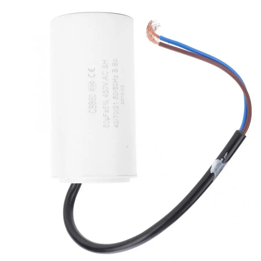 

CBB60 Motor Starting Capacitor 450V 50uF Microfarad Capacitor Wire Lead Motor Running Capacitor
