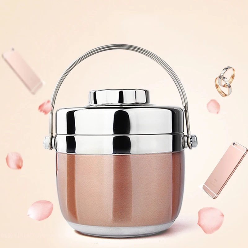 Efficient Insulation Lunch Box Travel Hiking Office School Portable Stainless Steel Food Container Double Layer Vacuum Bento Box