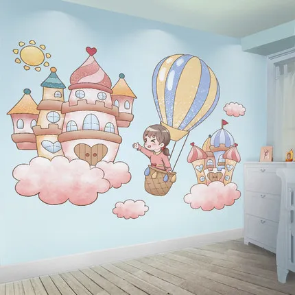 Kindergarten Wall Stickers Cartoon Castle Kids Room Decoration Girl's Bedroom Personalized Creative Mural Art | Дом и сад