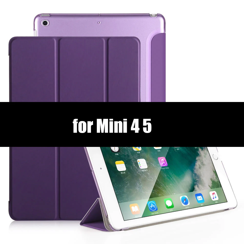 Чехол для iPad Mini 4 3 2 1 Подставка держатель смарт-чехол для iPad Mini 5 чехол из искусственной кожи ультра тонкий чехол с функцией автоматического сна/пробуждения - Цвет: Purple-45