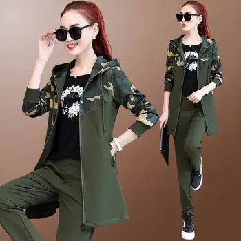 

Spring Autumn Three Pieces Set Hoodie long zip-Top And Pant Tracksuit Women Set Elastic Waist Leisure 3 Piece Set Women Outfits