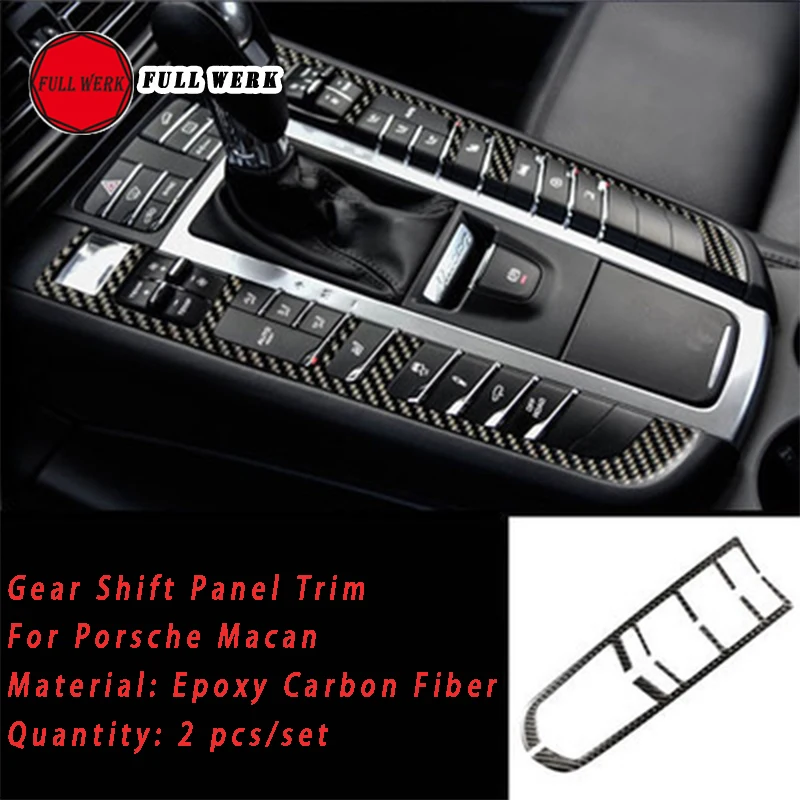 

Car Gear Shift Panel Trim Battery Spot Decoration Cover Cup Holder Panel Sticker Frame for Porsche Macan Interior Accessor