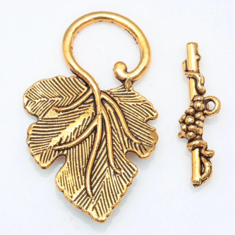 10 Sets Antique Silver Gold Grape Leaf Flower Toggle Clasps for Jewelry Making Bracelet Clasp Diy Accessories | Украшения и