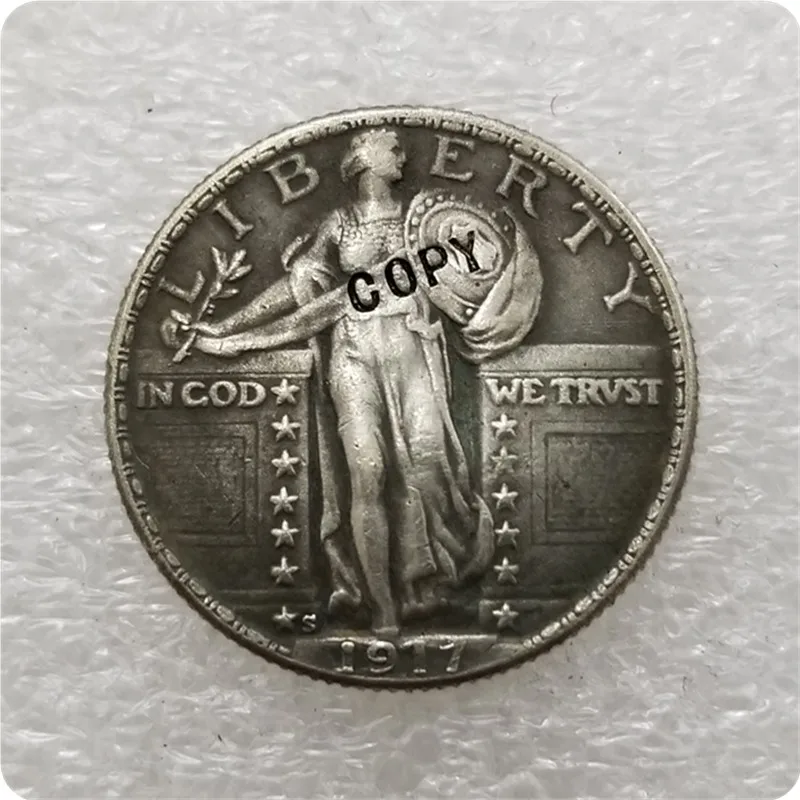1917-S Тип# 2_1917-S, D стоящая Статуя Свободы четвертак копия монет памятные монеты-копии монет медаль коллекционные монеты - Цвет: 1917-S