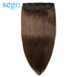 SEGO, 16 "-24", 80 г-100 г, на заколках, цельные, не Реми волосы, прямые, бразильские, 100% натуральные человеческие волосы для наращивания, кружево, 1