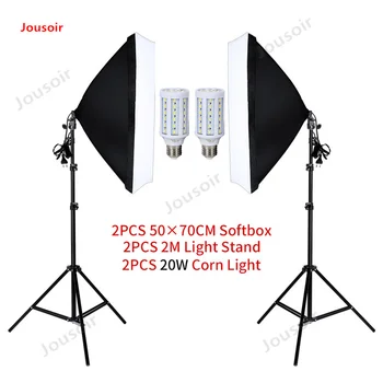 

Photography 50x70CM Softbox Lighting Kits Professional Light System With 2pcs E27 Photographic Bulbs Photo Studio CD50 T03 2Y
