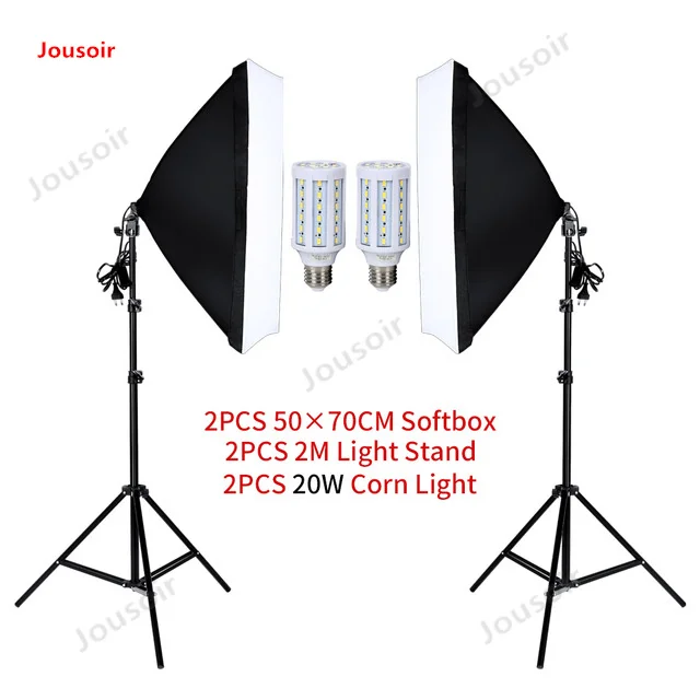 

Photography 50x70CM Softbox Lighting Kits Professional Light System With 2pcs E27 Photographic Bulbs Photo Studio CD50 T03 2Y