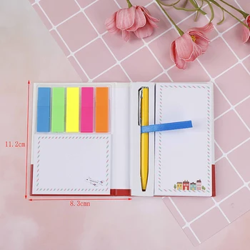 

1pc Notebook With Pen Hardcover Sticky Combination Trivial Book Diary Notepad Memo Pad Random Style Office School