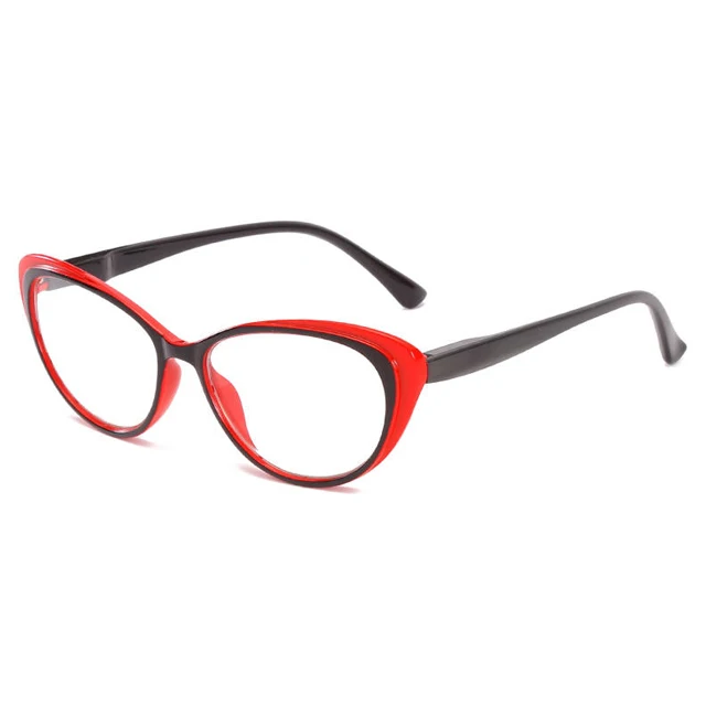 Black Red Iboode, очки для чтения, кошачьи глаза, узор, для мужчин и женщин, очки для пресбиопии, очки, очки, модные, полная оправа, зеркальные очки для водителя - Цвет оправы: Black Red