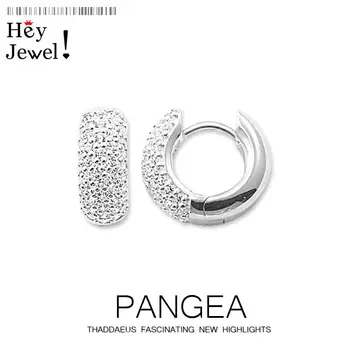 

White CZ Creole Hinged Hoop Earrings Pave,Europe Style Glam Fashion Good Jewerly For Women,2018 Gift In 925 Sterling Silver