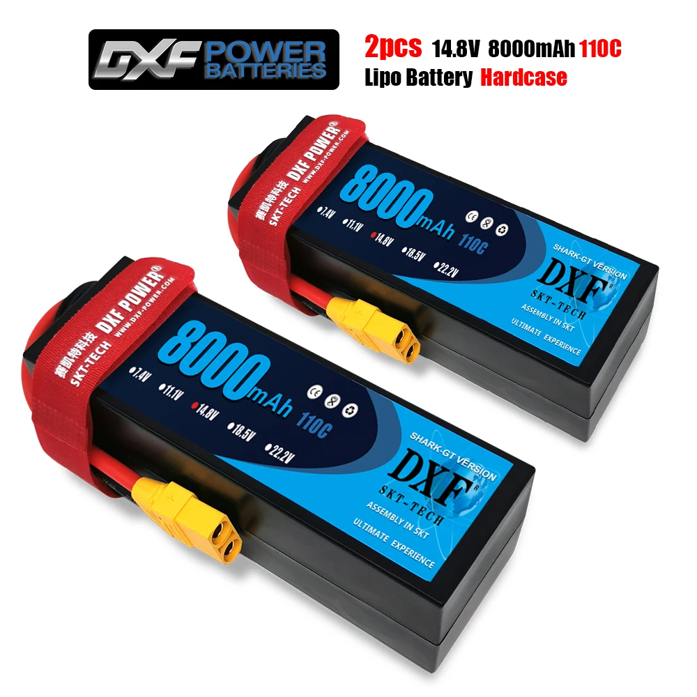 Аккумулятор DXF 14 8 в lipo Твердый чехол 8000 мАч 110C 220C AKKU для 1:8 1:10 RC Car E Buggy Truggy Truck лодка вертолет