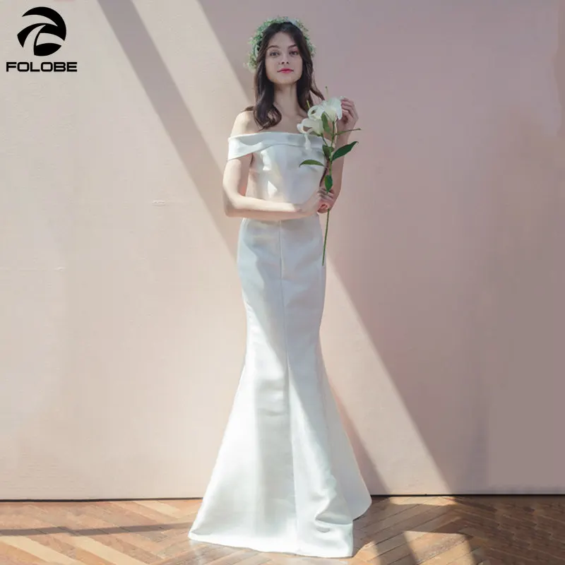 satin wedding dress simple