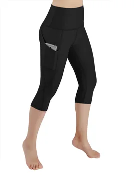 

Europe America Summer Pocket Stitching High Elasticy Leggings High Waist Fitness Leggings Black Raise Hip Gym Workout Leggings