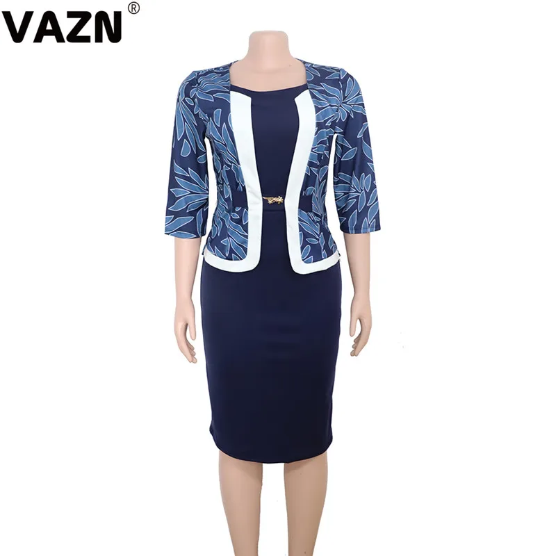 VAZN XL8835 плюс Размеры High-end высокое качество; пикантные офисные туфли-мама винтажное, с рукавами до локтя неопрятна Для женщин сексуальное асимметричное платье с разрезами по бокам