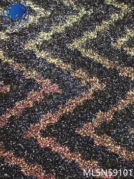 

Beautifical african lace fabrics for women Hot sale nigerian net lace sequins fabric 5yards embroidery sequins lace ML5N591