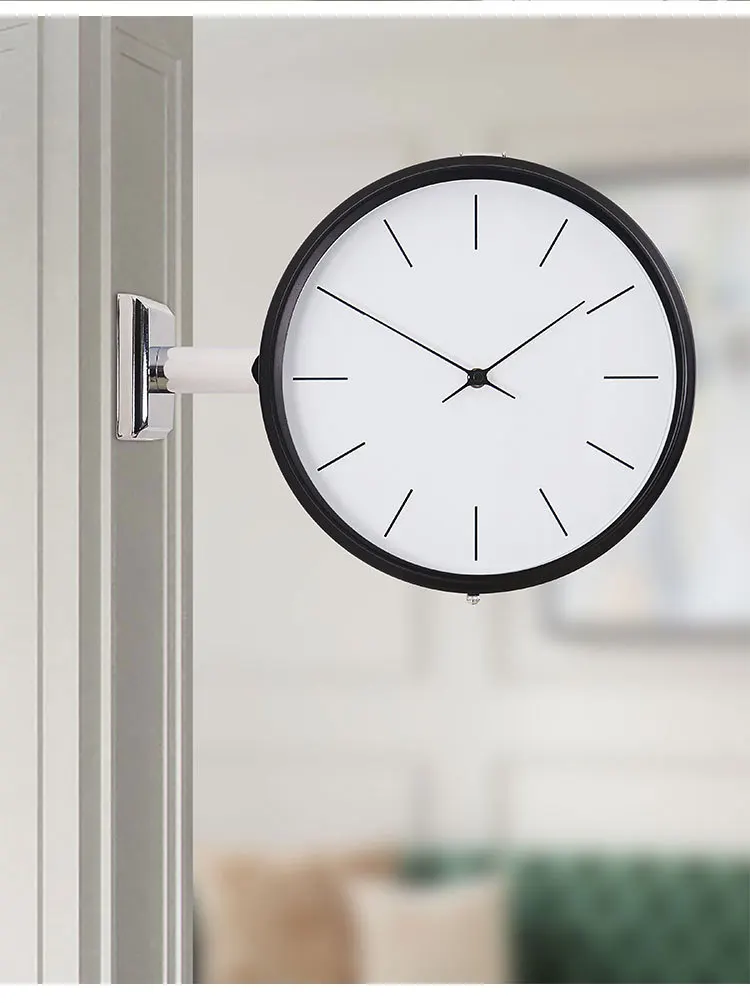 Large Silent Double Sided Metal Wall Clock B  