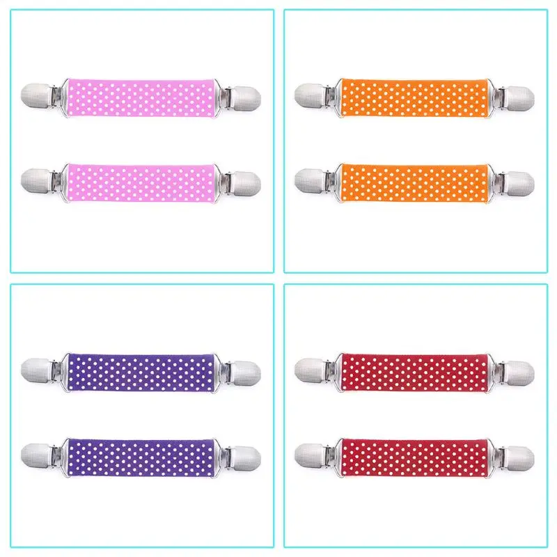 Kids Boys Girls Strong Elastic Polka Dot Glove Mittens Metal Clips with Teeth