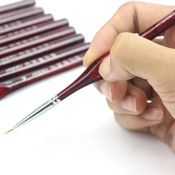 Ensemble de pinceaux à peinture, poils de Sable professionnels, petits détails, modèle d'ongles d'art, meilleure vente, 9 pièces 