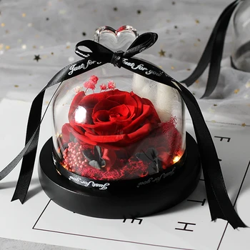 

NEW Beauty And The Beast rose Preserved Valentines Day Gift, Exclusive Rose In Glass Dome With Lights-Real Rose Mother'sDay Gift