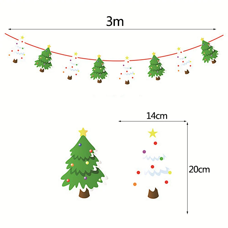 Веселое Рождественское украшение для дома Рождественская гирлянда бумажные украшения Новогодний подарок Санта-Клауса Рождественский снеговик - Цвет: tree