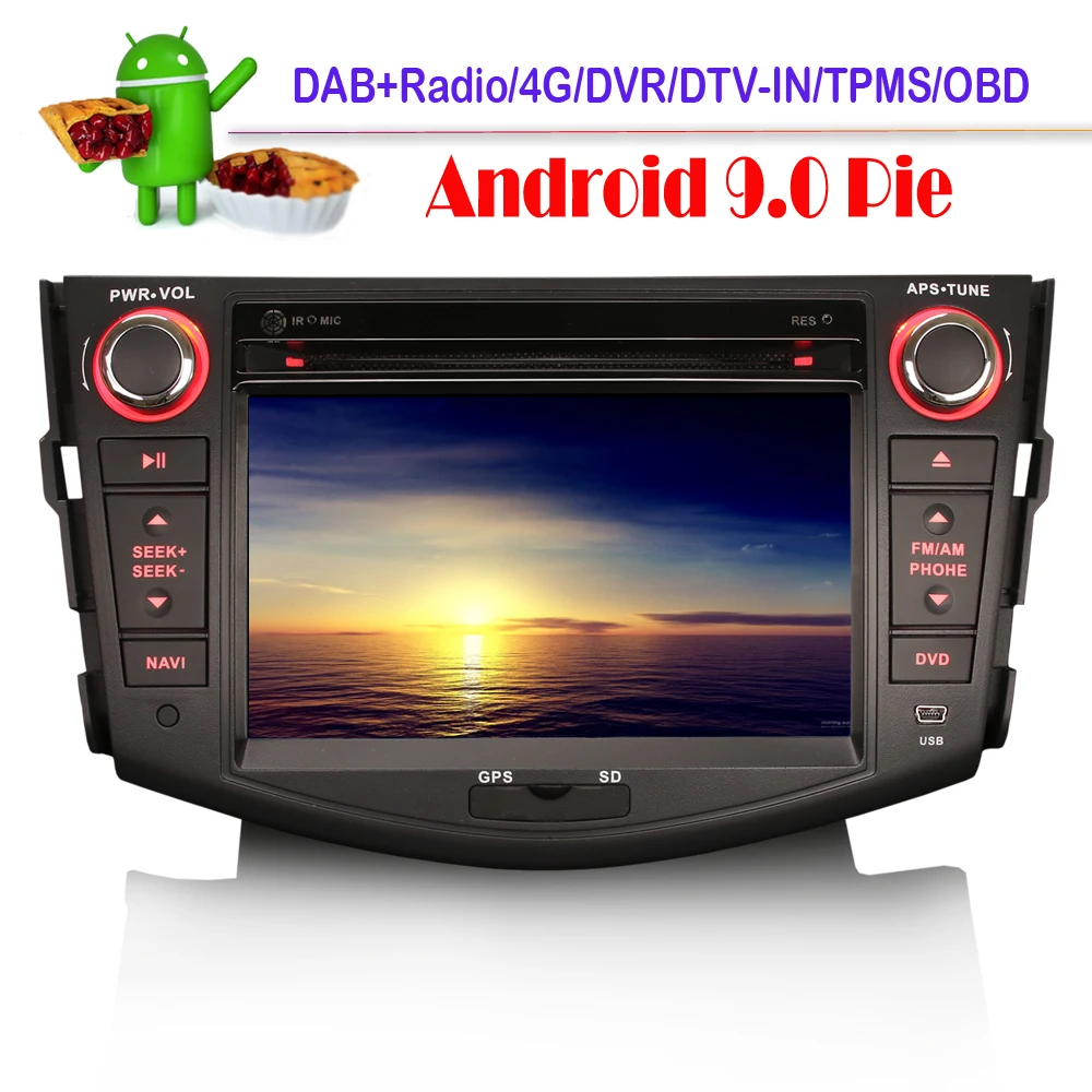 7\ DAB+ Autoradio Android 9.0 Car stereo DVD CD Headunit Sat Nav GPS for TOYOTA RAV4 2006-2012 WIFI 4G DVT-IN Bluetooth DVR