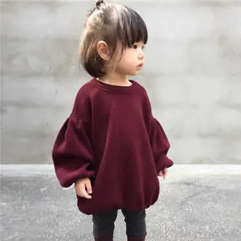 

Fashion Wine Red Kids Baby Girls Clothes Sweater Casual Lantern Long Sleeve Sweaters Sweatshirts Outfit Bbay Clothing 1-6T