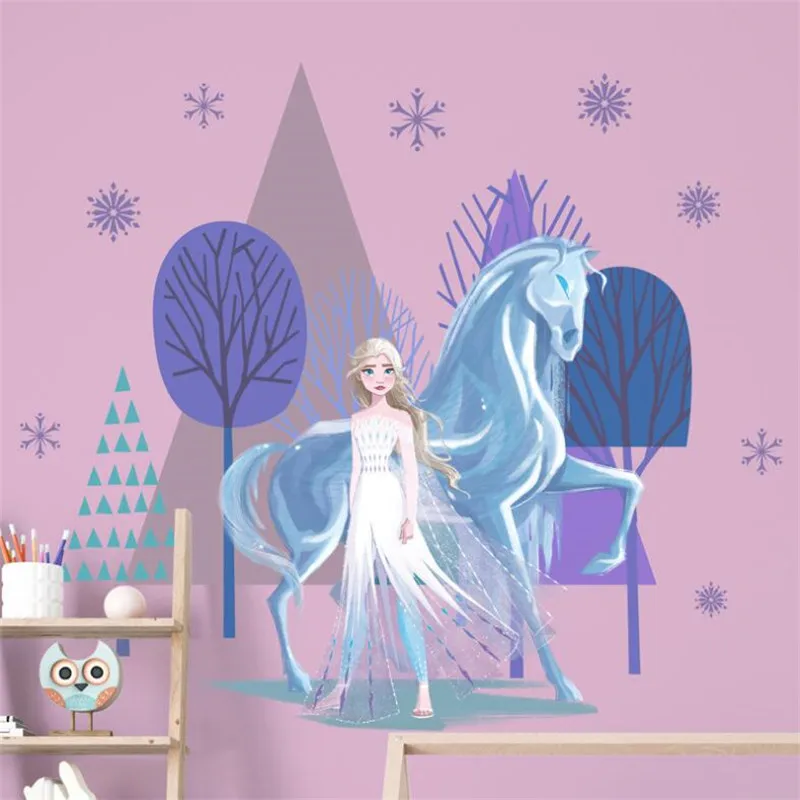 3D Frozen pegatinas de pared de dibujos animados para la habitación de los niños, decoración de la pared del dormitorio de la sala de estar, carteles de película, pegatinas de puerta