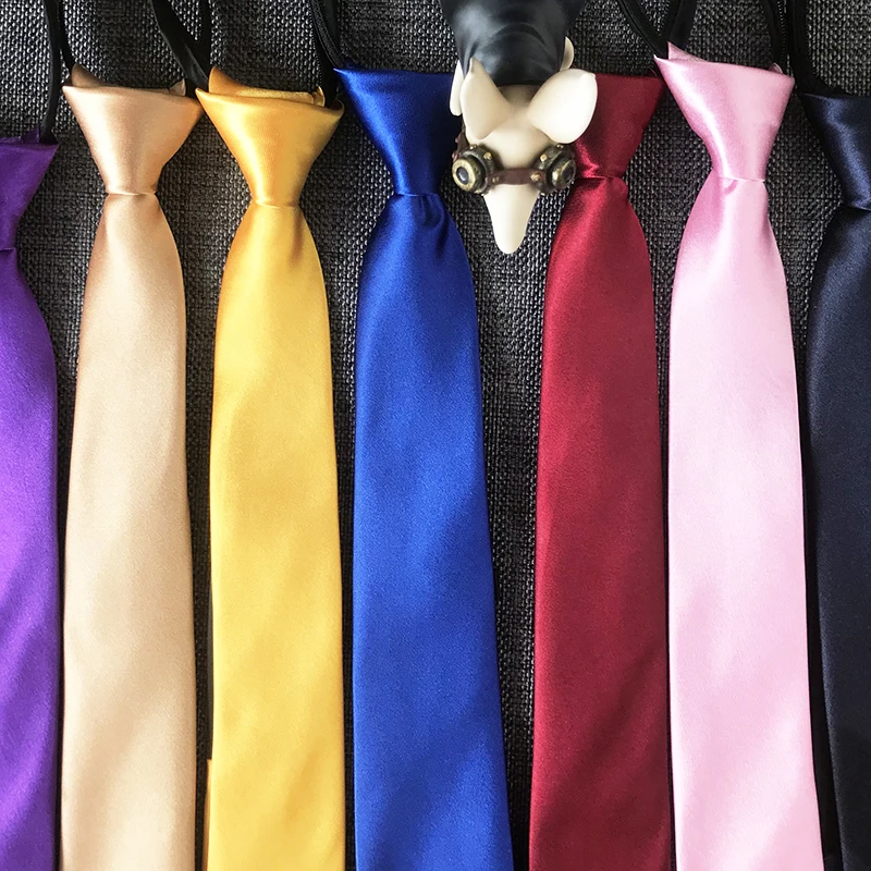 ST01 предварительно связали шеи галстук мужские узкие галстук с молнией Красный, черный, синий цвет одноцветное Цвет тонкий узкий Жених