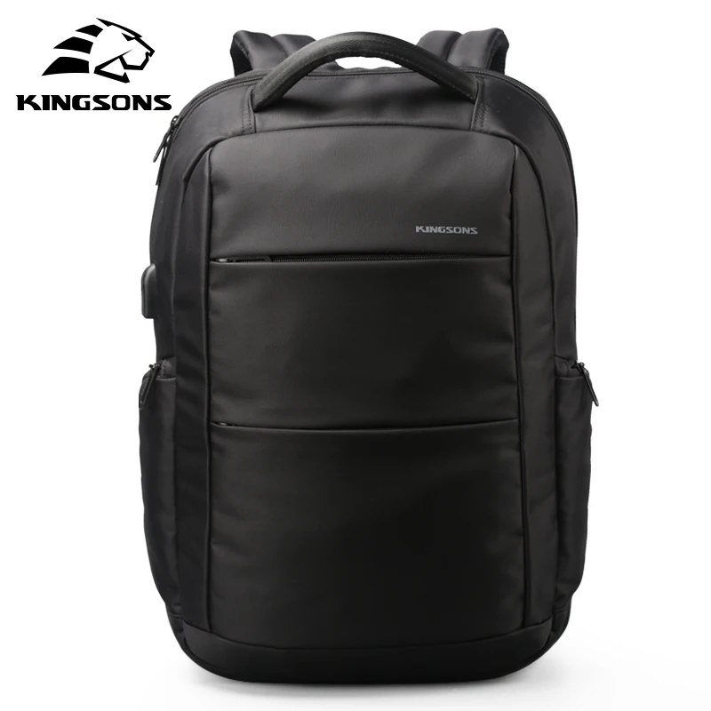 Черный Kingsons KS3142W 15,6 дюймовый Мужской Женский функциональный рюкзак для ноутбука с usb-кабелем, школьные сумки для путешествий, бизнес рюкзаки для отдыха - Цвет: Черный