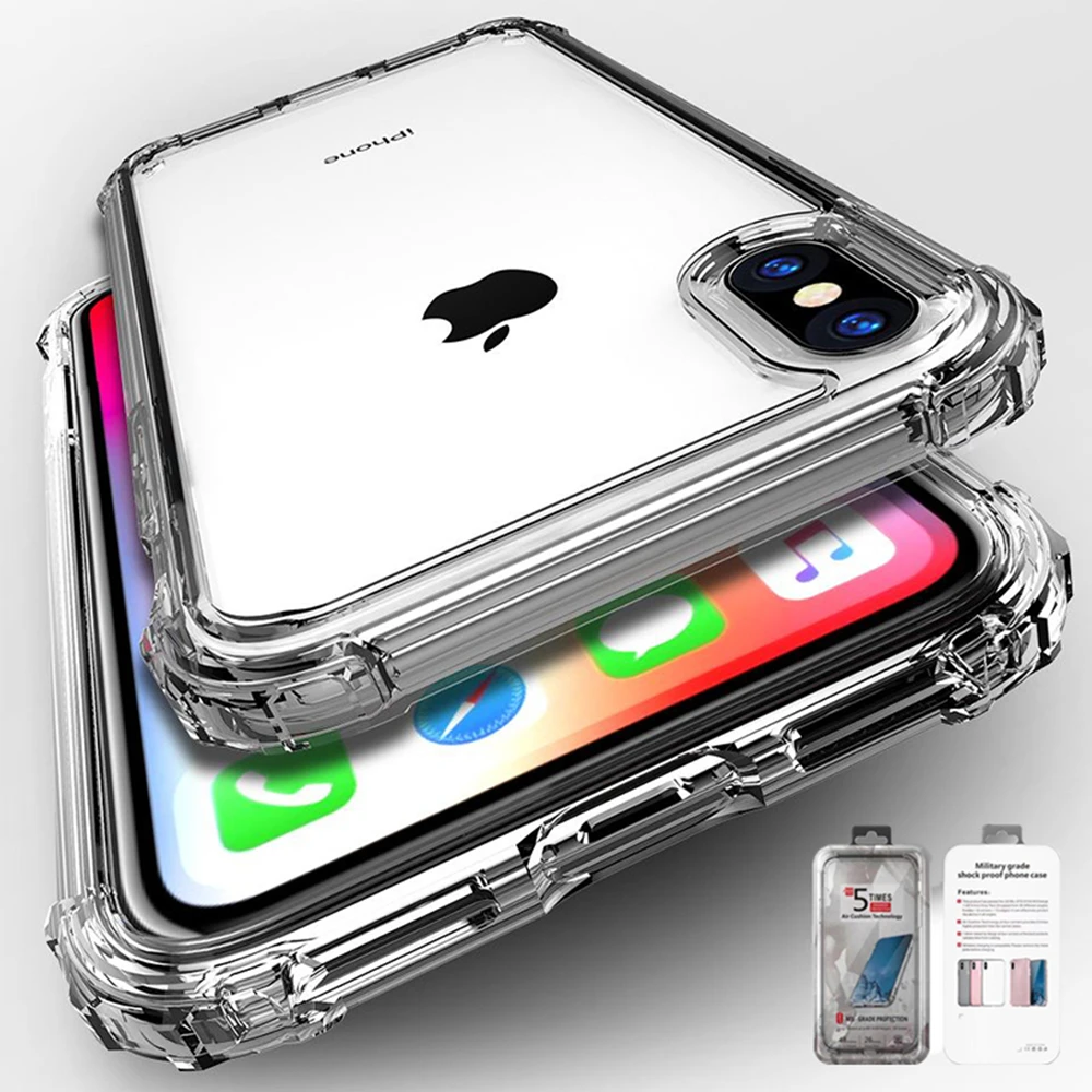 Прозрачный ударопрочный ТПУ чехол для телефона iPhone 12 11 Pro XS Max SE 2 XR X 8 7 6 6S Plus ультра